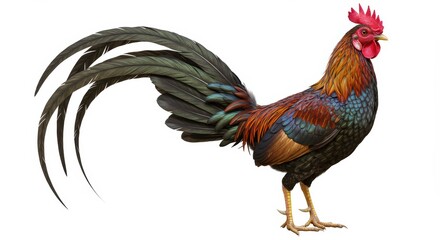 Fototapeta premium Rooster portrait against white background