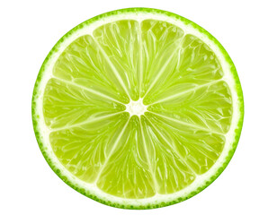 Sliced Lime Half with Visible Pulp and Juicy Interior, Top-Down View, Transparent Background PNG