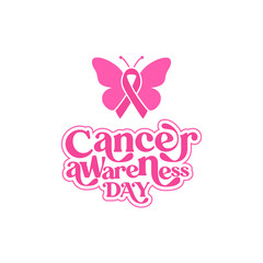 Minimalist Ribbon with butterfly Design for Cancer Awareness Campaigns