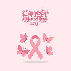 World Cancer Awareness Day with Pink Ribbon