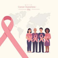 Children and Adults Holding Ribbons – United Against Cancer