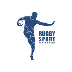 Rugby Player logo design vector. Silhouette Rugby Player Template Illustration