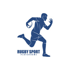 Rugby Player logo design vector. Silhouette Rugby Player Template Illustration