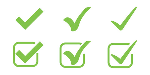 Check mark green  icons vector isolated. Check marks. 