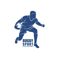 Rugby Player logo design vector. Silhouette Rugby Player Template Illustration