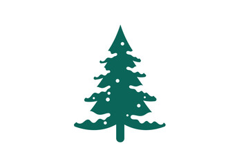 Fototapeta premium Simple Snowy Pine Tree Icon Teal Green Winter Design.