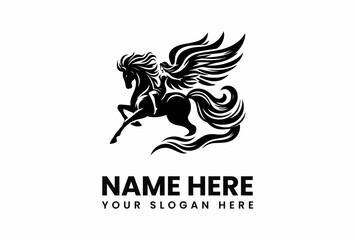 Majestic Black Pegasus with Flowing Mane and Detailed Wing Feathers in Dynamic Pose.