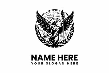 Obraz premium Majestic Winged Figure with Torch and Laurel Wreath.