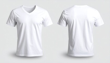 Clean mockup of a blank white V-neck t-shirt, perfect for custom branding.