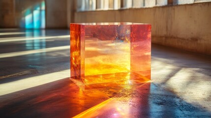 Amber Cube: A Study in Light and Form