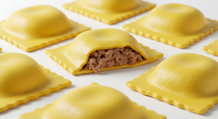 Fresh Uncooked Meat Ravioli Pasta Food