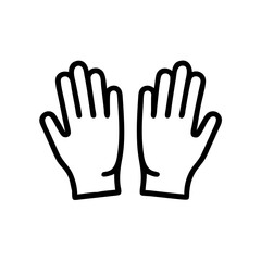 Obraz premium Pair of black outline gloves on white background 