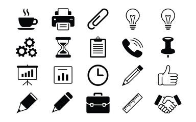 Office working tools icon set