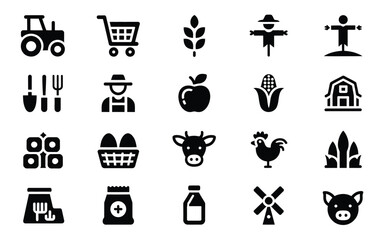 Farming and agriculture icon set