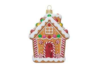 Glass Gingerbread House Christmas Ornament with Candy Details.