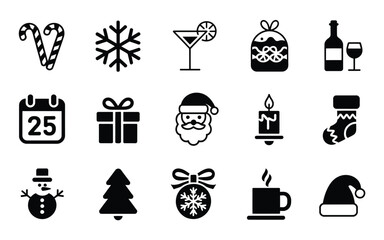 Festive Christmas icons set