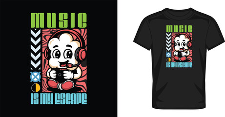 Panda music streetwear t shirt design