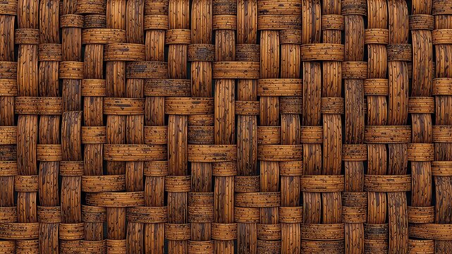 Detailed textural view showing the interweaving of natural fibers in a meticulously crafted basket weave pattern
