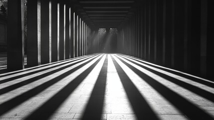 Sunlit Columns: A Monochromatic Architectural Study