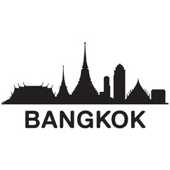 Fototapeta premium Bangkok skyline silhouette. Black Bangkok city. Vector black silhouette. with white background