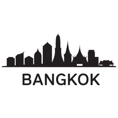 Fototapeta premium Bangkok skyline silhouette. Black Bangkok city. Vector black silhouette. with white background