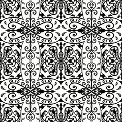 Elegant Damask Seamless Pattern in Black and White