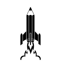 A creative vector illustration combining a pencil with a launching rocket.