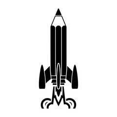 Fototapeta premium A creative vector illustration combining a pencil with a launching rocket.
