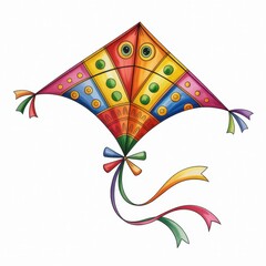 Colorful Watercolor Illustration of a Joyful Kite Soaring High in the Sky During a Sunny Day