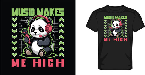 Panda music streetwear t shirt design