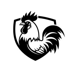 Obraz premium An illustration of a rooster emblem inside a shield.