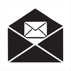 Black and White Envelope Icon Simple Mail Message Graphic Design Element communication