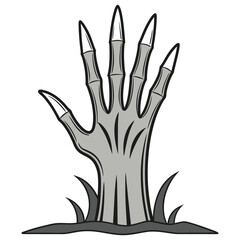 Spooky Zombie Hand Emerging from the Grave on Halloween Night