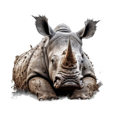 white rhino on white background