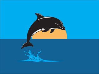 Obraz premium vector image of a dolphin jumping in the sea
