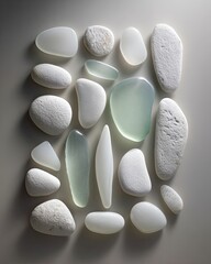 White And Light Green Glass Pebbles Arrangement