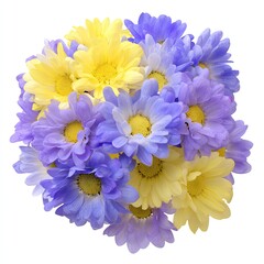 Colorful Bouquet Of Yellow And Blue Daisies
