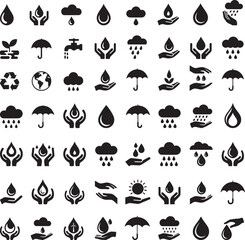 Icons representing water conservation and protection