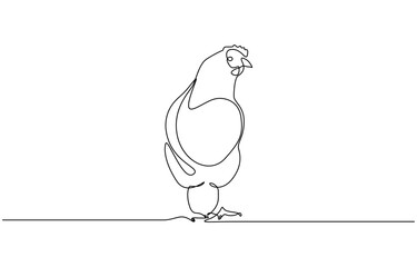 Fototapeta premium Continuous one line drawing of Hen animal minimalism design. Editable outline
