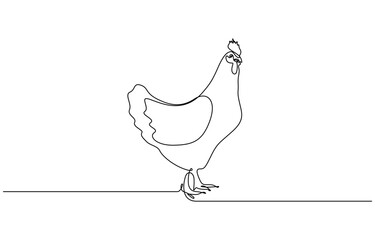 Fototapeta premium Continuous one line drawing of Hen animal minimalism design. Editable outline