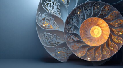 Ornate spiral shell design with intricate details.