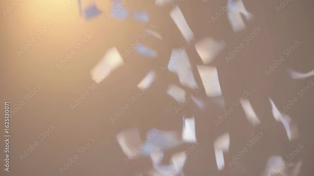 Poster bright and colorful paper confetti falling in a soft studio light with bokeh effect for celebratory 