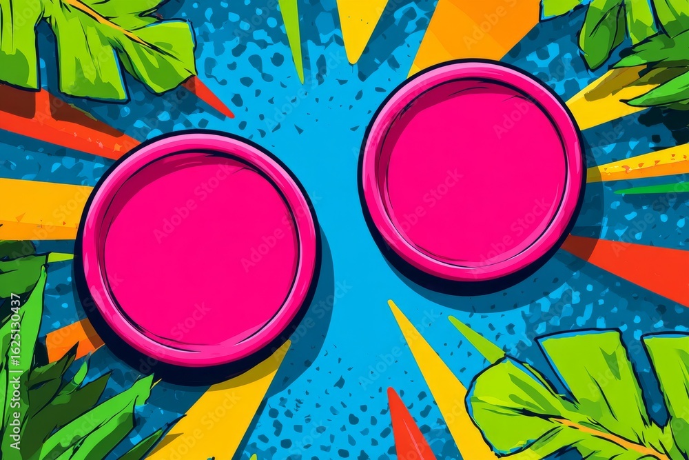 Poster dynamic light effects intersect with colorful abstract circles in a vibrant digital artwork creation