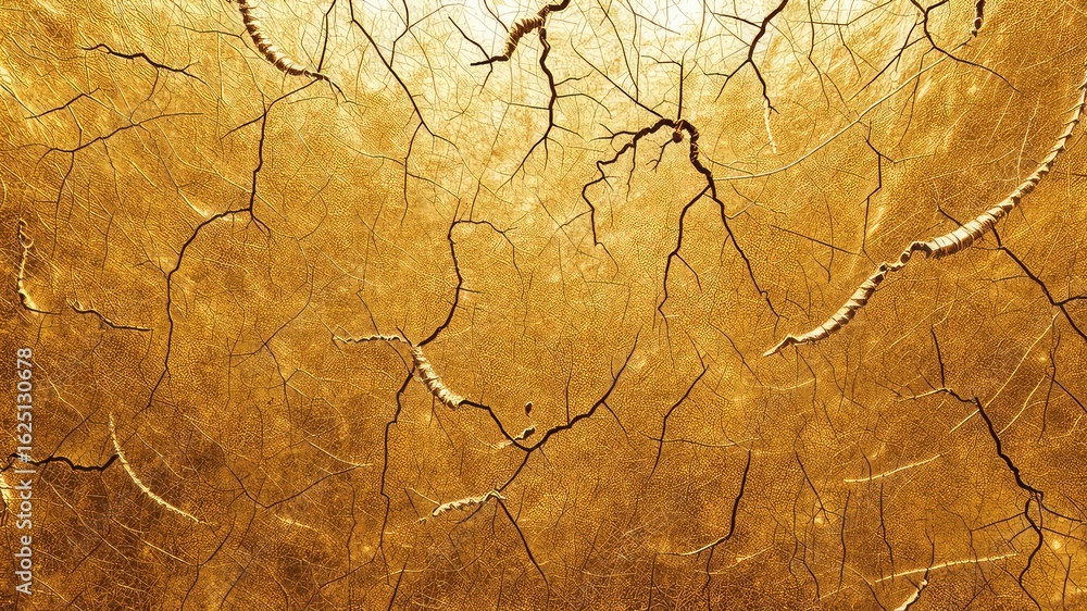 Aufkleber golden surface showing a pattern of fine lines and cracks resembling dryness or aging