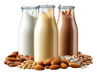 Dairy Alternatives: Delight your taste buds with a trio of dairy alternative milk beverages.