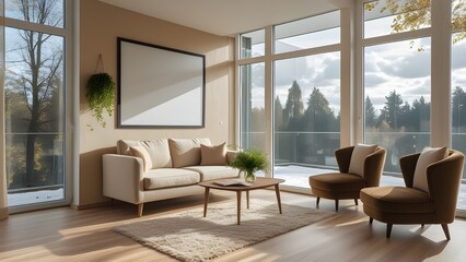 Fototapeta premium modern living room with fireplace