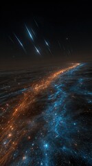 Night Sky View Of Galaxy With City Lights