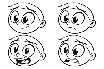Cartoon retro faces. Vintage emotional face with mascot characters funny faces , eyes and mouths elements Facial expressions