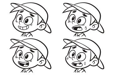 Cartoon retro faces. Vintage emotional face with mascot characters funny faces , eyes and mouths elements Facial expressions