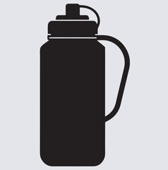 a gym water bottle with handle silhouette vector art illustration, vector illustration of a  gym water bottle